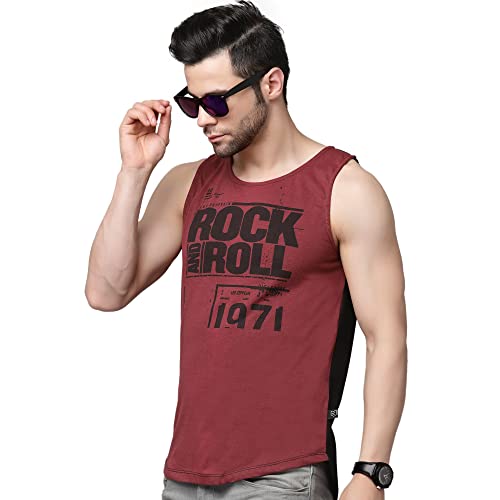Image of Rigo Stylish Cotton Printed Vest for Men | Round Neck,Regular Fit, Sleeveless T-Shirt Vest for Men | Casual Innerwear Sando for Men & Boys - Perfect for Workouts Gym, Vacations, and Beaches