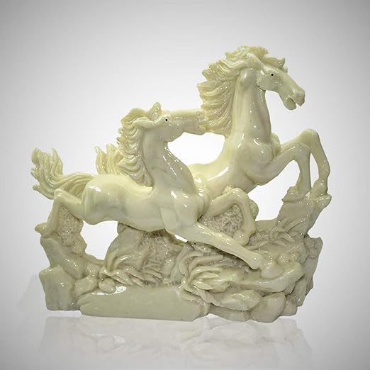 INARA Creation Resin Two Running Victory Horses Statue (Size Small -13cm) (Beige), Animal