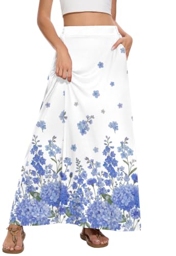 Image of Womens Maxi Skirt Long Flowy Summer A-Line High Waist Skirts