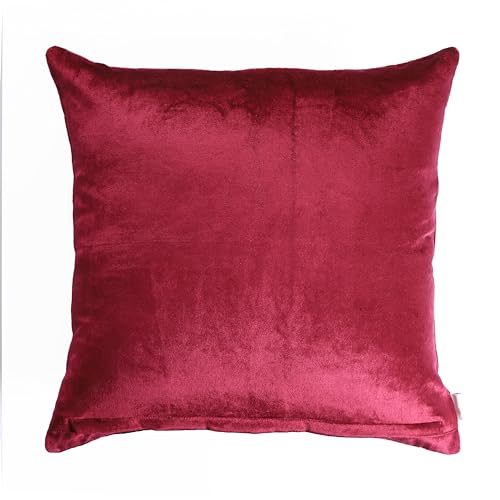 Image of Home - The Best is for You Burgundy Velvet Floral Embroidered Cushion Cover | Pack of 2, 18x18 Inch