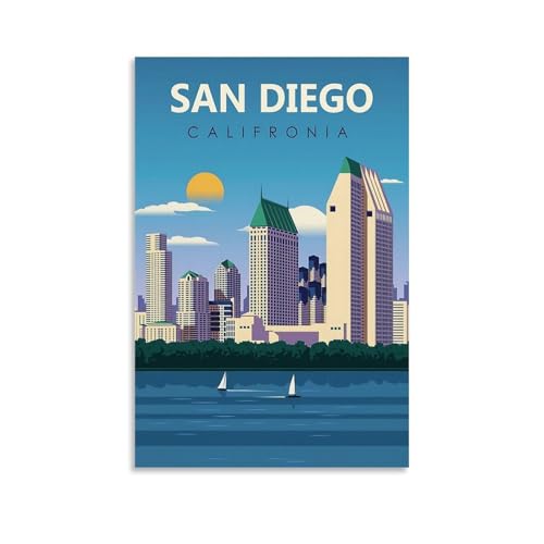 ouweri San Diego California United States Affiche de voyage vintage Impression sur toile Décoration d'intérieur 40 x 60 cm