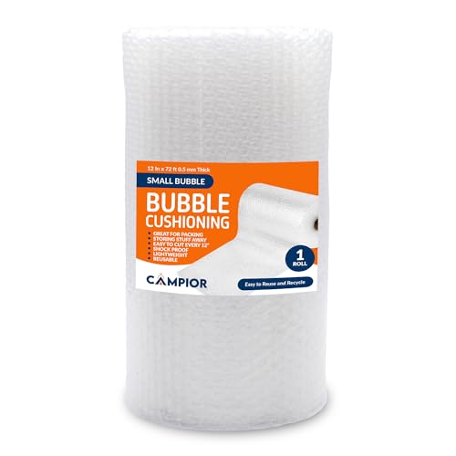 Campior Small Bubble Cushioning Wrap for Moving and Shipping - 30 Ft Bubble Packing Wrap for Packaging Boxes and Mailers, Clear Bubble Roll Moving Supplies, Perforated Every 12 inches, Pack of 1