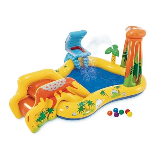 Intex 57444NP - Piscina Gonfiabile Playground Dinosauri, Vinile, Multicolore, 249x191x109 cm