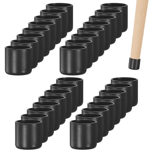 Image of M METERXITY 32-Pack Chair Leg Caps, 3 /4 Inch(19mm) PVC Chair Leg Floor Protectors for Folding Chairs /Metal Chairs /Furniture Table /Hardwood Floors, Round Non-Slip Cover End Tips [Black]