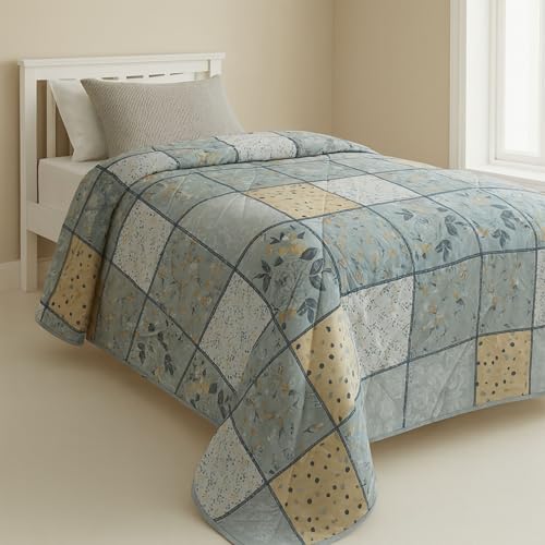 Image of Mafatlal 120 GSM Ultrasonic Comforter Single Bed | 90 x 60 Inches | Reversible AC Blanket | Soft Microfiber Quilt | Mist Gray