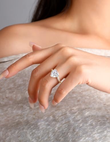 Elspeth 925 Sterling Silver Engagement Rings for Women 4CT Heart Cut Halo Solitaire Cubic Zirconia Wedding Promise Rings for Her Size 6 — view 5