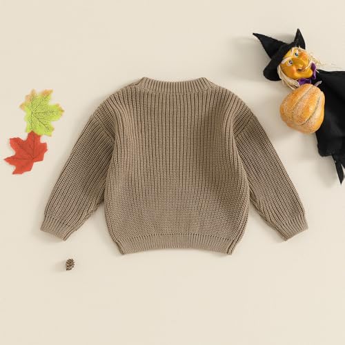 bemeyourbbs toddler baby boy girl knit sweaters oversized long sleeve embroidery shirt newborn cute fall winter clothes