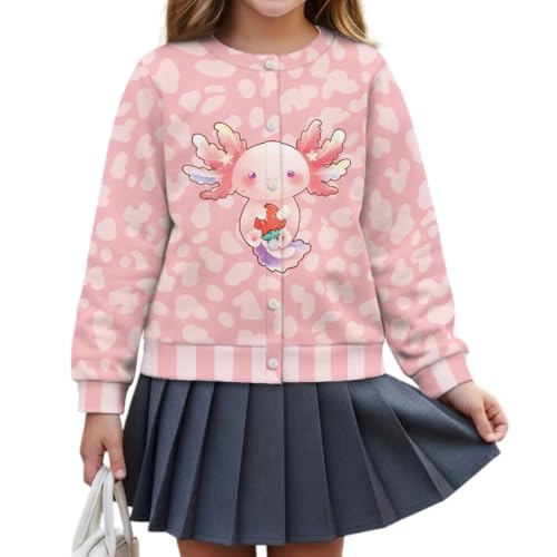 Image of Girls Cardigans Sweater Long Sleeve Crew Neck Button Down Sweaters School Outerwear for Kids Fall Winter Tops