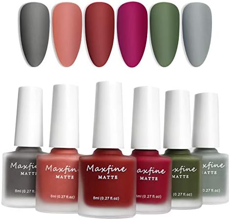 LOKFAR 6 Colors Matte Nail Polish Set, Mist Effect Matte Finish Velvet Gel Nail Polish Kit, Long Lasting Waterproof Velvet Nail Polish Nail Art 8 ml/ Bottle -#B