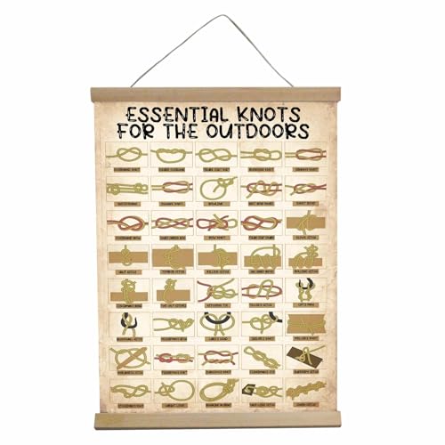 BUPOfromcn Outdoor Knots - Waterproof Knot Tying Hanging Poster- Includes 40 Rope Knots For Camping, Backpacking, Scouting Scenarios Boy Scout Gifts 12x16inche Survival Art Prints