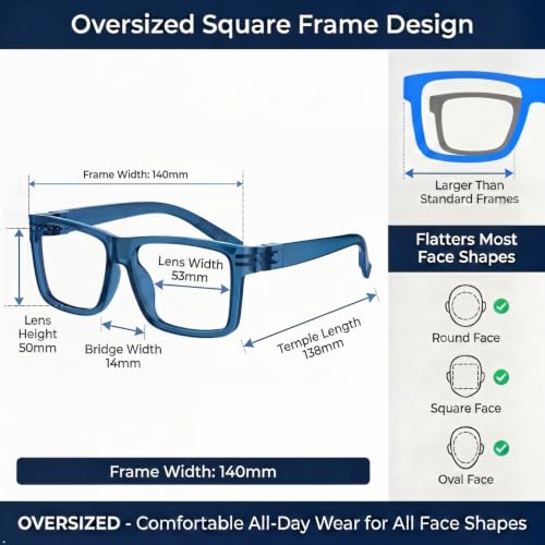 Image of Eyekepper Reading Glasses 3.50, Readers for Men, 6 Pack Oversized Square