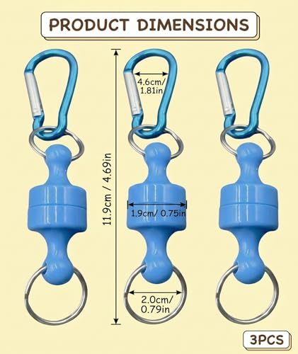 Image of 3-Piece Magnetic Keychain, Blue Keychain Set, Simple Key Holder for Organizing Home and Office Keys, Secure Car Keychain and Key Ring for Backpacks