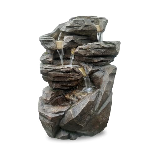 XL Gartenbrunnen Wasserfall Niagara - Natural Waterfall Fountain Outdoor and Indoor - Zen and Decorative Ambiance in Your Outdoor Area - Stone Imitation - H 70 cm - Zen'Light
