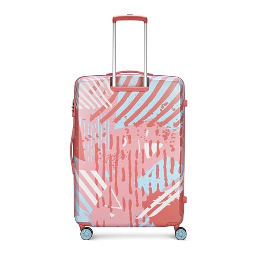 Image of Skybags Wanderlust Check-in Trolley Bag 81cm | Large | Hard Luggage | Printed 8-Wheel Suitcase | TSA Lock with Anti-Theft Zipper | Polycarbonate | 3 Years International Warranty - Unisex (Pink-White)