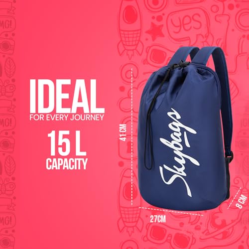 Image of Skybags String 15L Casual Daypack Backpack with Drawstring Compartment - Navy