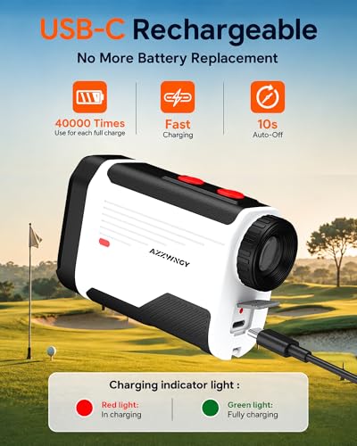 Image of Golf Rangefinder with Slope, 1500 Yards Laser Range Finder with Flag Lock Vibration, 7X Magnification, Rechargeable Golf Rangefinder with Magnetic Mount, Fast Accurate Distance for Golf & Hunting