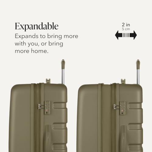 Image of SWISSGEAR Signature Hardside Expandable Carry-On Spinner Luggage, ABS Construction, TSA-Friendly Lock, and Built-In Cupholder, White, 19-Inch, Olive Branch, Checked-Large 27-Inch, Signature Hardside
