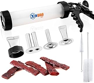 XINQIAO Jerky Gun Food Grade Plastic Beef Jerky Gun Kit,1 LB Jerky Maker with 4 Stainless Steel Nozzles 2 Brushes