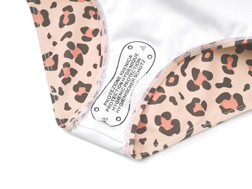 Image of Dvenki Toddler Girls One Piece Swimsuit Adjustable Straps Sizes 2T-10 | quick-dry swim fabric, skin-friendly, ruffle neckline, leopard, check, mermaid prints, swimwear for beach, pool, summer party