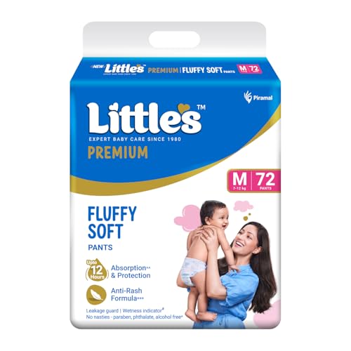 Little's Premium Baby Diapers M Size 72 Count 12 kg - Image 2