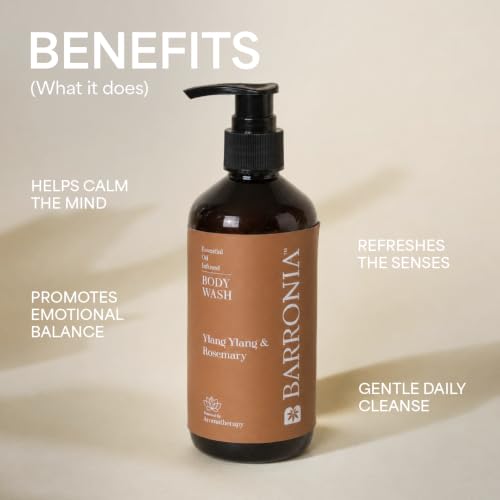 Image of 1% essential oil infused Body Wash | With Ylang Ylang & Rosemary | Stress relief body wash for Men & women | suitable for all skin types | 295ml