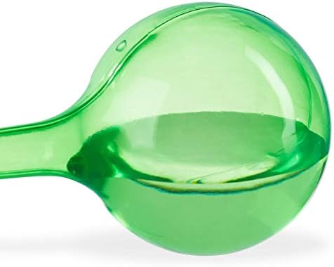 Relaxdays Watering Globes, Set of 4, Regulated Irrigation, 2 Weeks, Pot Plants, Plastic Sphere, Bulb, PVC, Green, 8 cm Diameter