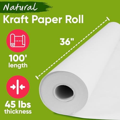 Paclord KP-3610-WH 36 Inch X 1200 Inch (100 Ft) White Craft Paper Roll thumb #1