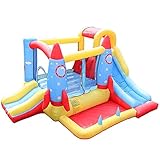 【Castillo de agua inflable multipropósito】: verano: siempre que conecte la tubería de agua en el patio, puede usar el castillo de agua inflable como una pequeña piscina, los niños pasarán un verano fresco; invierno: el tamaño del castillo inflable es adecuado para colocarlo en su casa, los niños también pueden jugar en la casa de rebote inflable y la piscina pequeña será una piscina de juguete