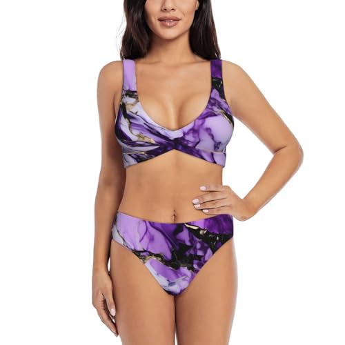 Maillot de bain marbre violet 2 pièces : sublimez vos journées au spa et piscine