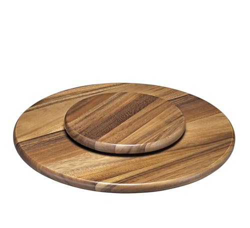 Spring Plato Giratorio para Fondue, Madera de Acacia, Plato para Servir Fondue Olla e Ingredientes, rodamiento de Bolas, pie para Estabilidad, Apto para Todos los Spring-Rechauds | Ø 40,5 cm
