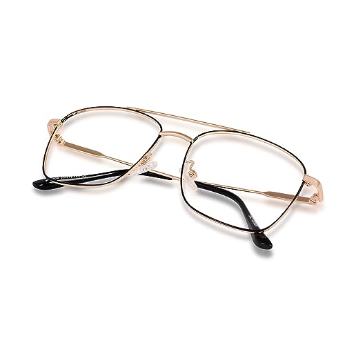 Image of CREEK Blue Light Blocking Metal Frame Blue Cut Zero Power anti-glare Eyeglasses for Eye Protection from UV by Computer /Tablet /Laptop /Mobile (With Testing Kit)