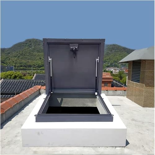 Customizable Rainproof Rooftop Hatch Lid - Galvanized Attic Skylight Cover with Gas Strut, Handle & Rubber Seal for Manholes & Cellars (37.4"x37.4")