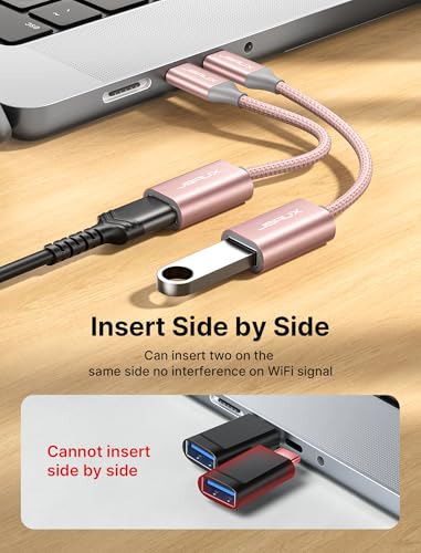 Image of JSAUX USB C to USB 3.0 Adapter [2 Pack], USB C Male to USB Female OTG Cable Adapter Compatible with MacBook Pro /Air, iPhone 17 Pro Max /iPhone Air /16e /16 /15 Series, Samsung Galaxy S25 /S24 /S23-Pink