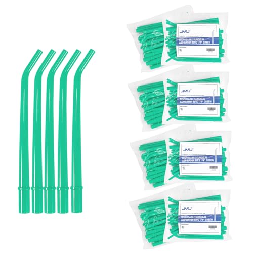 JMU Dental Aspirator Tips, Disposable Surgical Suction Tips (Green-1/4", 200)