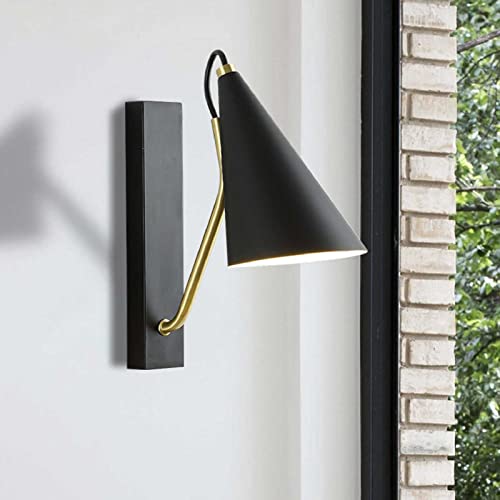Aplique de pared, lámpara de pared retro, lámpara de pared E27, base negra, lámpara industrial V-manship E-dison acabado de acero para dormitorio interior, con luz (color: negro, tamaño: blanco