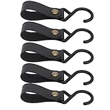 Tnfeeon S-Haken aus Leder, Kompakter, Tragbarer, Robuster, Einfacher Einbau Camping-S-Haken aus Leder, Multifunktional für Camping (Schwarz)