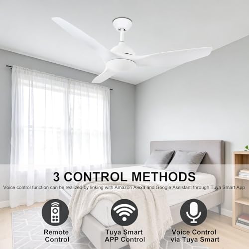 Ventilateur de plafond bas profil noir connecté et silencieux avec télécommande