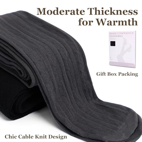 Women's Cable Knit Tights Soft Sweater Opaque Fall Winter Warm Tights for Women Ribbed Knit Striped Thick Stockings3