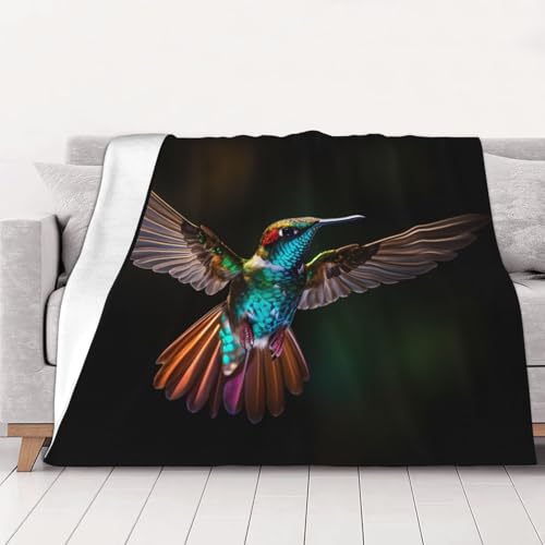 WZYCWB Jolie couverture en flanelle imprimée colibri de 101,6 x 76,2 cm – 76,2 à 203,2 cm. Une couverture chaude pour l'automne à la maison et une couverture de voyage portable.