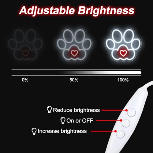 Image of Paw Neon Sign Animals Paw Print Custom Neon Sign Led Light Wall Decor Pets Shop Neon Sign Pets Shop Decor Birthday Gift for Pets Lover, 13 inchx13 inch