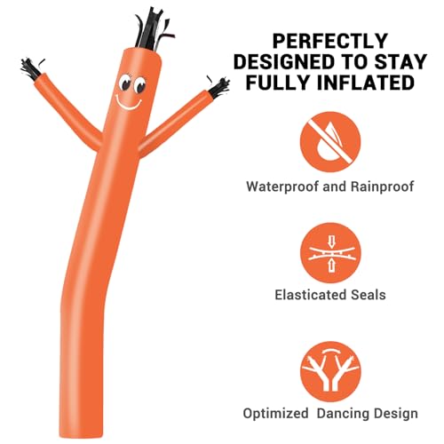 Image of MOUNTO 10ft Inflatable Dancers Tube Man Attachment - 10 Feet 12inch Tall Wacky Waving Inflatable Dancing Tube Guy, High Durability Rip-Stop Nylon (Blower Not Included) (Orange)