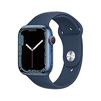 Apple Watch Series 7 [GPS + Cellular 45mm] Smart Watch w/ Blue Aluminum Case with Abyss Blue Sport Band. Fitness Tracker, Blood Oxygen &amp; ECG Apps, Always-On Retina Display, Water Resistant