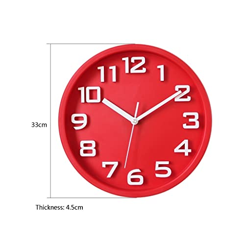 Horloge murale de bureau silencieuse à balayage continu rouge
