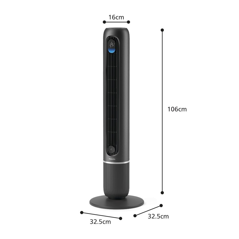 PHILIPS Ventilatore Wifi Serie 7000, Potente 8,4 m/s, ultra-silenzioso 22 dB, efficiente energeticamente, modalità Sleep, 12 velocità, display temperatura, timer 12 ore, oscillazione 80° (CX7550/01)