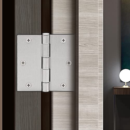 (Pack Of 12) Gobekor Door Hinges Brushed Nickel 3.5 Inch X 3.5 Inch Square Hinges Outdoor Door Hardware #TOP7