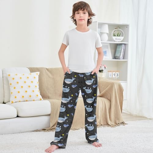 Boy's Pj Pants Blue Whale Family Starfish Lounge Bottoms Elastic Kids Sweatpants Joggers with Pockets Size 6-14 5