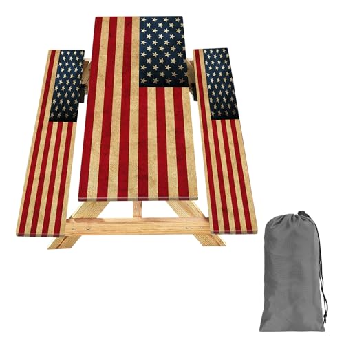 KENOBEE Picnic Table Cover with Bench Covers 6FT 3PCS, Camping Essentials Waterproof Windproof Tablecloth with Drawstring Bag, Fitted Rectangle Tables and Seats, 72