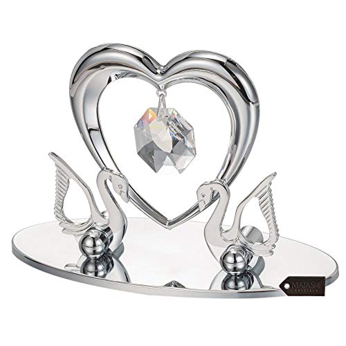 Matashi Chrome Plated Loving Swans With Heart Figurine Table-Top Ornament | Best Love Gifts For Her On Valentine's Day, Mother's Day, Anniversary, Christmas, Birthday #TOP2