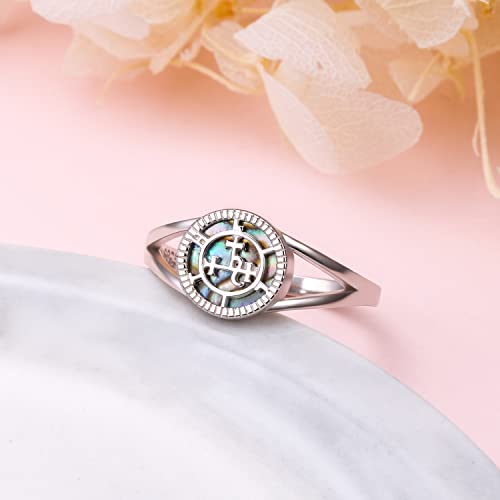 DAOCHONG Sigil of Lilith Abalone Shell Statement Ring S925 Sterling Silver Sigil of Lilith Statement Ring Gifts for Women Men3