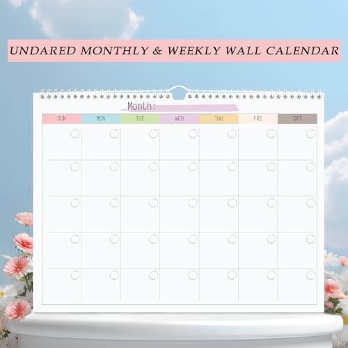 blank monthly weekly wall calendar undated monthly planner note pad for organizing home office 14534x 11534